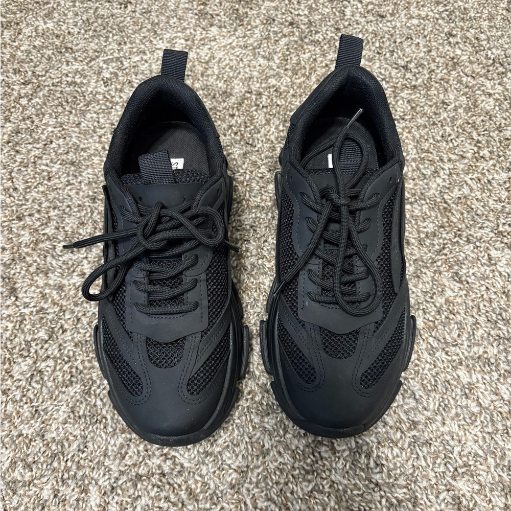 Steve Madden Possession Platform Sneaker - Black Monochrome